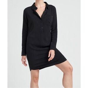 UNIVERSAL STANDARD Cupro Rubicon Utility Shirt Dress Black Plus Size Large US 3X